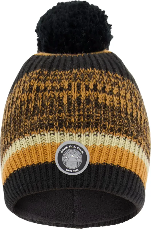 Black-Brown Lined Knit Pompom Hat - Little Boy|-|Tuque en tricot doublé à pompon Noir-Brun - Petit garçon sold by Altitude Sports