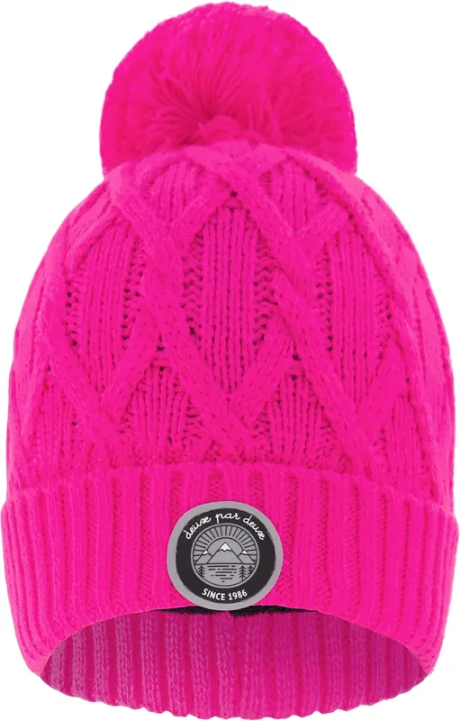 Fuchsia Lined Knit Pompom Hat - Little Girl|-|Tuque en tricot doublé à pompon Fuchsia - Petite fille sold by Altitude Sports