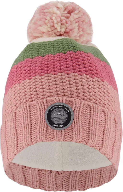 Pink-Green Lined Knit Pompom Hat - Little Girl|-|Tuque en tricot doublé à pompon Rose-Vert - Petite fille sold by Altitude Sports