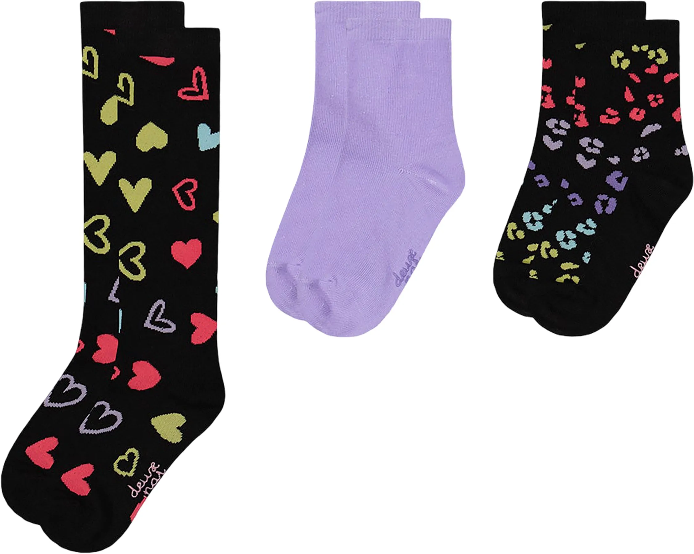 Black And Multicolor 3-Pack Knit Socks - Little Girl|-|Chaussettes en tricot paquet de 3 Noir et Multicolore - Petite fille sold by Altitude Sports