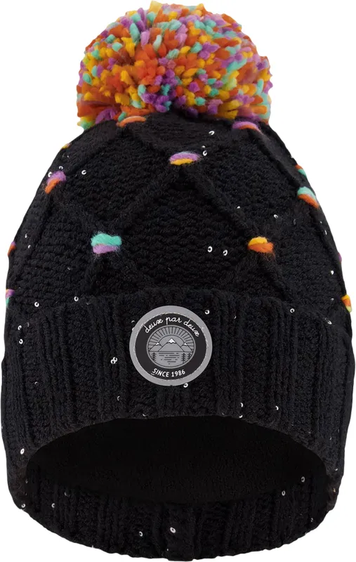 Lined Knit Pompom Hat with Little Sequins - Little Girl|-|Tuque en tricot doublé avec touche de paillettes - Petite fille sold by Altitude Sports