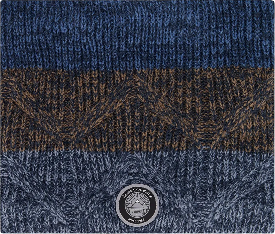 Taupe-Navy Lined Knit Neckwarmer - Little Boy|-|Cache-cou en tricot doublé Taupe-Bleu Marin - Petit garçon sold by Altitude Sports