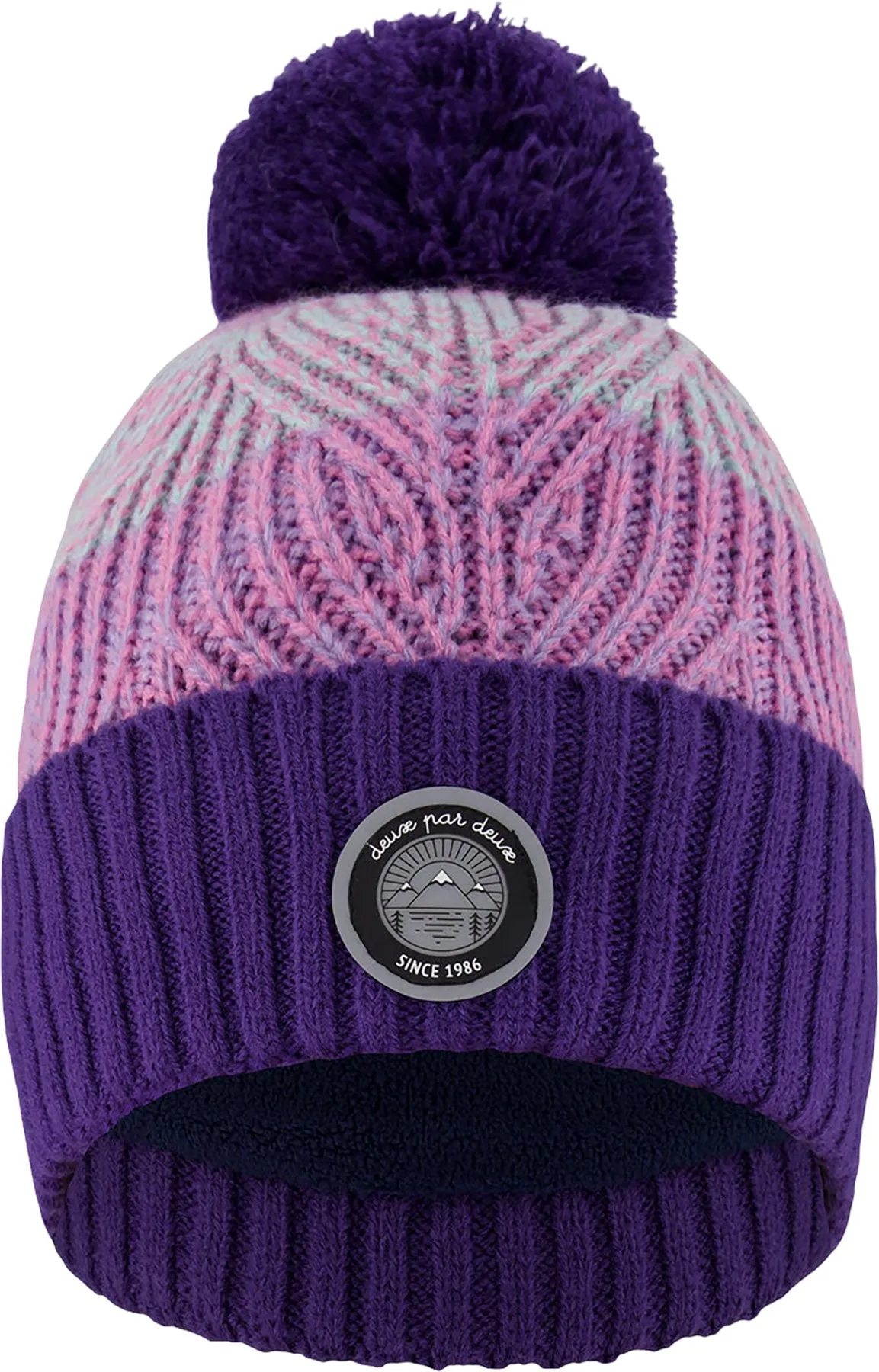 Purple-Pink Lined Knit Pompom Hat - Little Girl|-|Tuque en tricot doublé à pompon Mauve-Rose - Petite fille sold by Altitude Sports