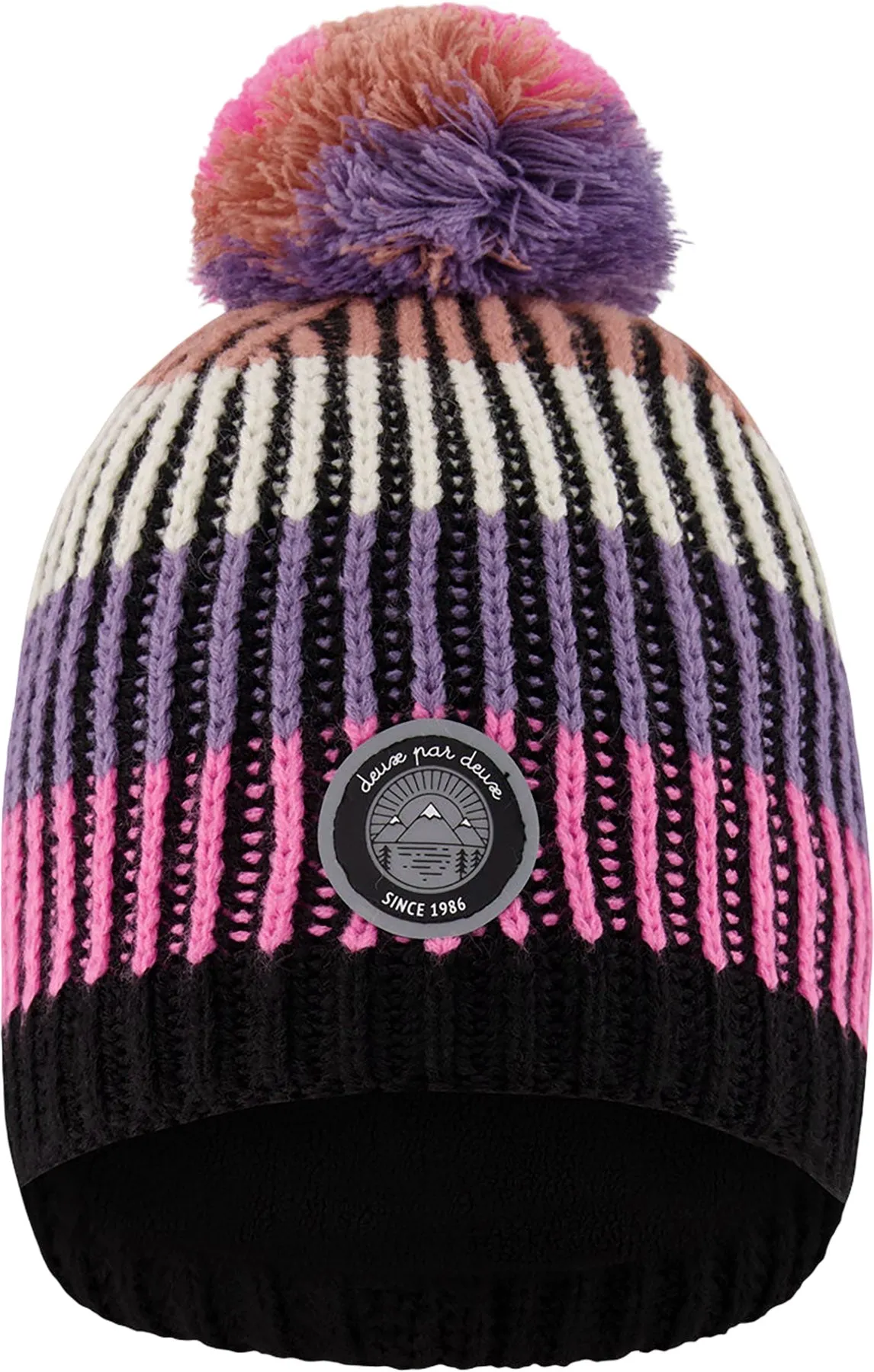 Purple-Black Lined Knit Pompom Hat - Little Girl|-|Tuque en tricot doublé à pompom Mauve-Noir - Petite fille sold by Altitude Sports