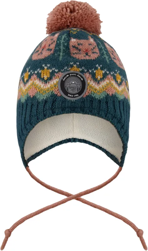 Green-Pink Lined Peruvian Knit Pompom Hat - Little Girl|-|Tuque péruvien en tricot doublé à pompon Vert-Rose - Petite fille sold by Altitude Sports