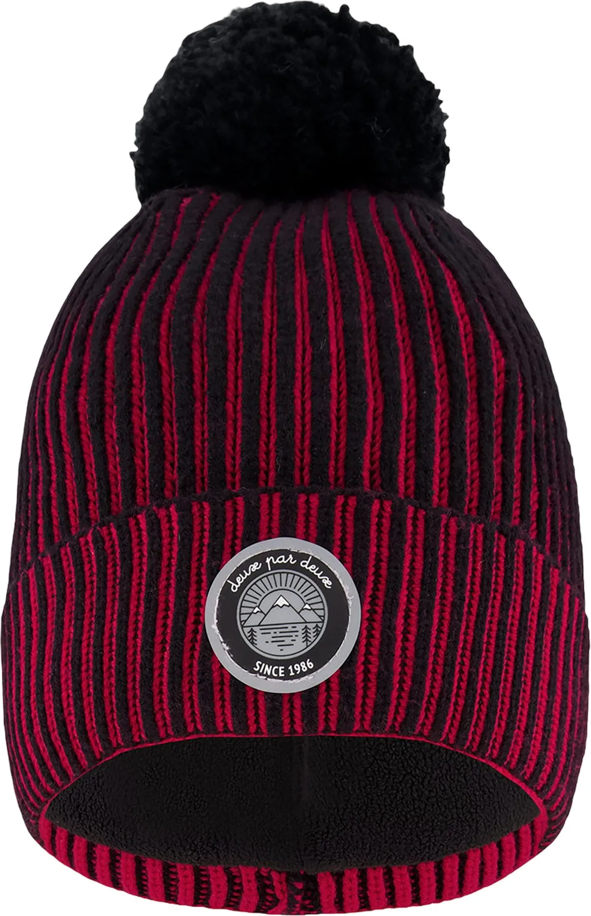 Red-Black Lined Knit Pompom Hat - Little Boy|-|Tuque en tricot doublé à pompon Rouge-Noir - Petit garçon sold by Altitude Sports