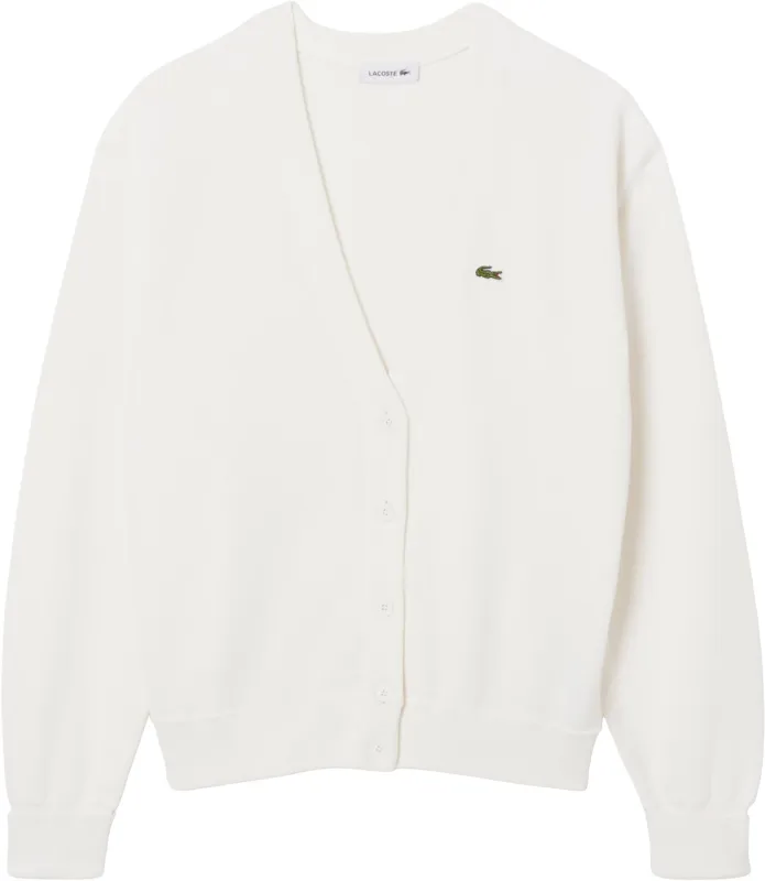 Moss Stitch V Neck Cotton Cardigan - Women's|-|Cardigan en coton à col en V Moss Stitch - Femme made by Lacoste