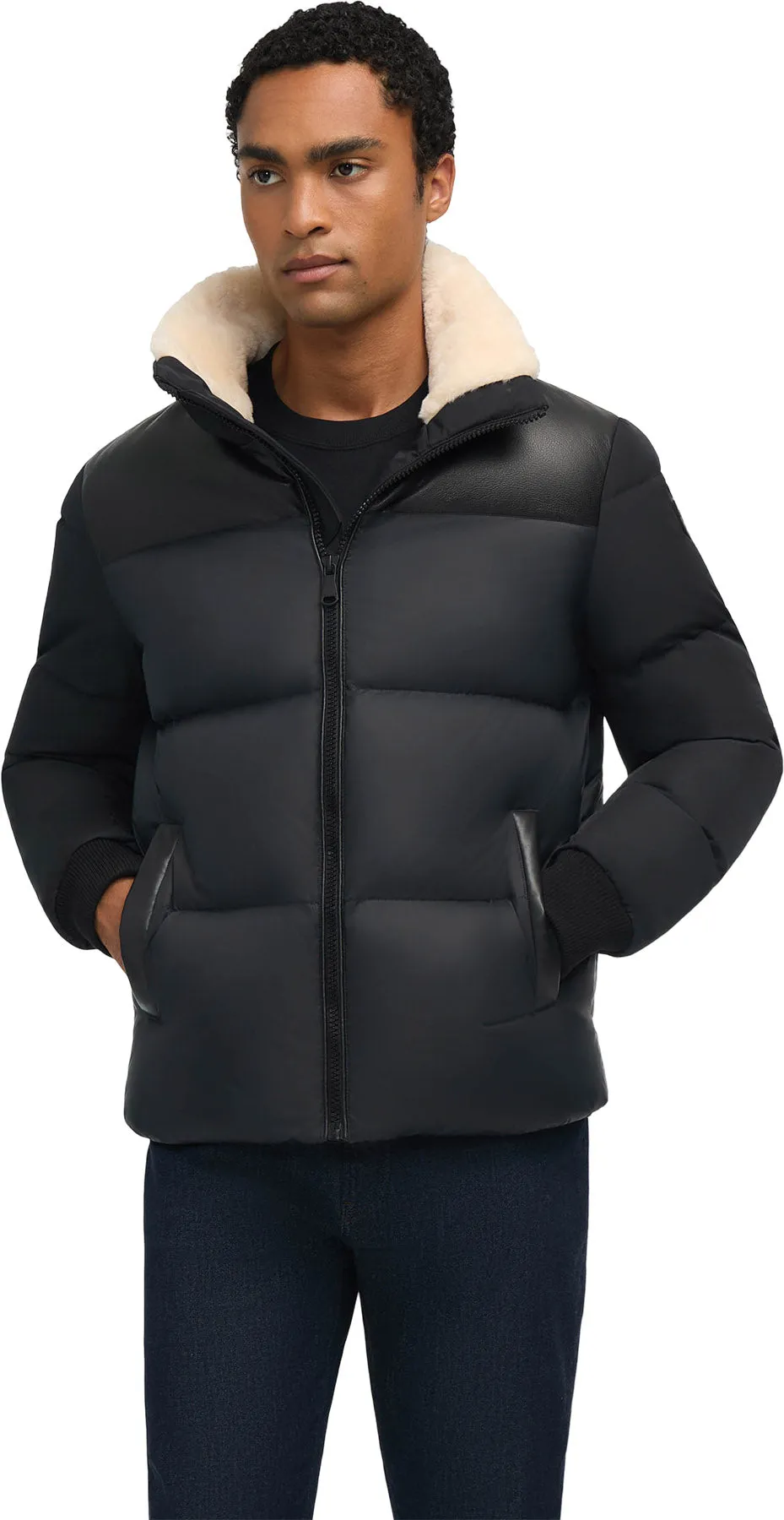 Rigel Mixed Media Faux Shearling Puffer Jacket with Removable Hood - Men's|-|Hommes Manteau Rigel Media Mixtes avec du Faux Shearling et une Capuche Détachable sold by Altitude Sports