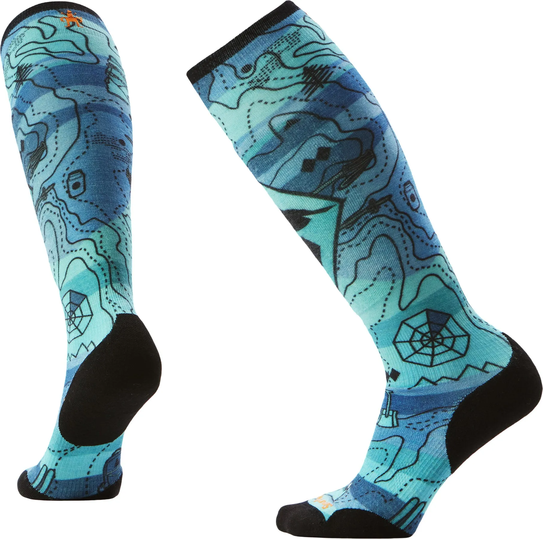 Ski Targeted Cushion Topo Treasures Print Over The Calf Socks - Women's|-|Chaussettes de ski sous‑genou à coussin ciblé avec imprimé Topo Treasures - Femme sold by Altitude Sports