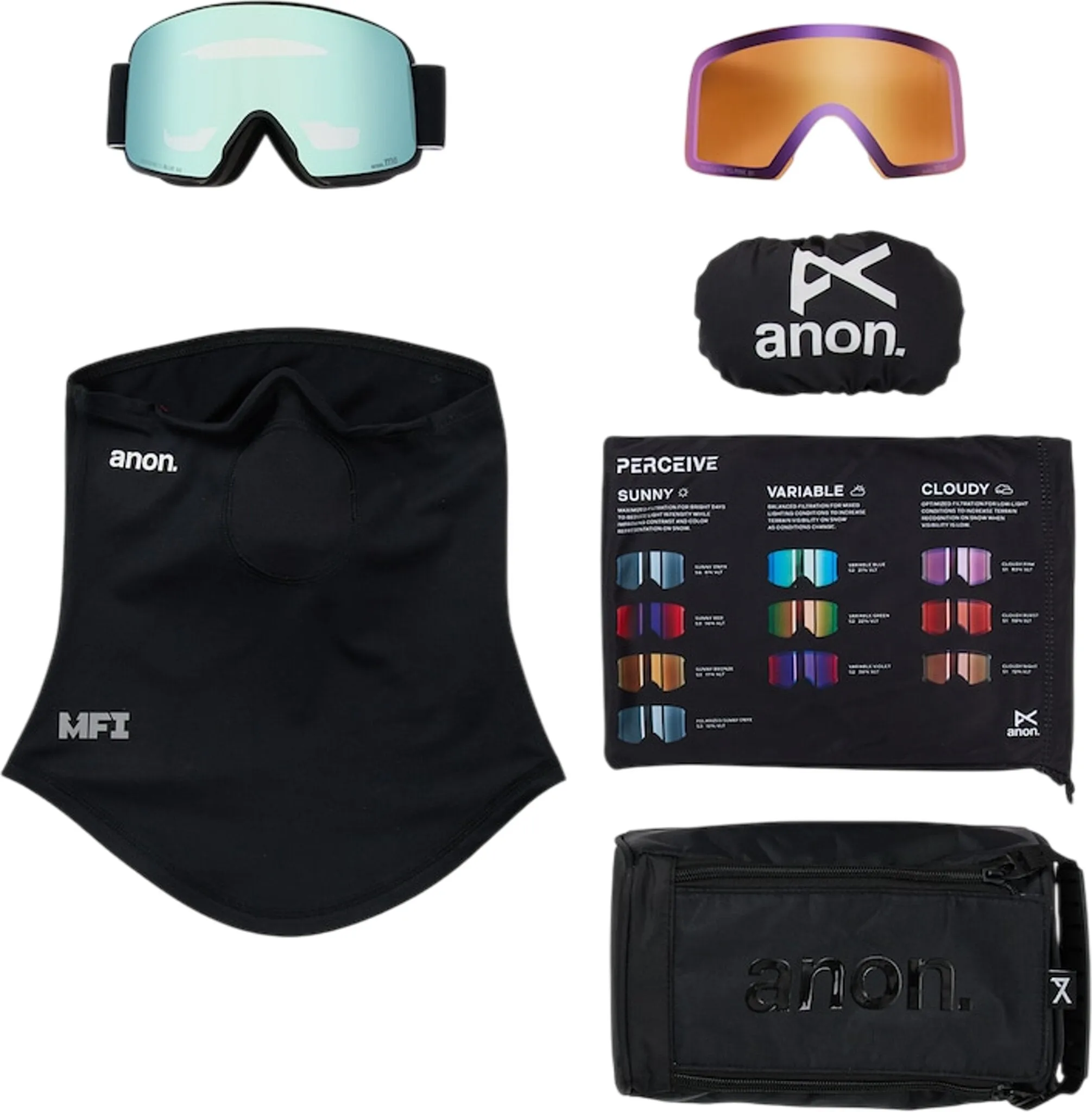 Anon M6 goggles +Bonus lens +MFI face mask - Regular Bridge - Unisex|-|Lunettes de ski M6 d'Anon avec visière en prime et cagoule MFI - Pont Classique - Unisexe sold by Altitude Sports product image thumbnail 2