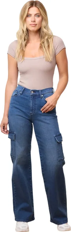 Lily Oxford Blue Wide Leg Jeans - Women's|-|Jeans à coupe très évasée Lily Oxford Blue - Femme sold by Altitude Sports