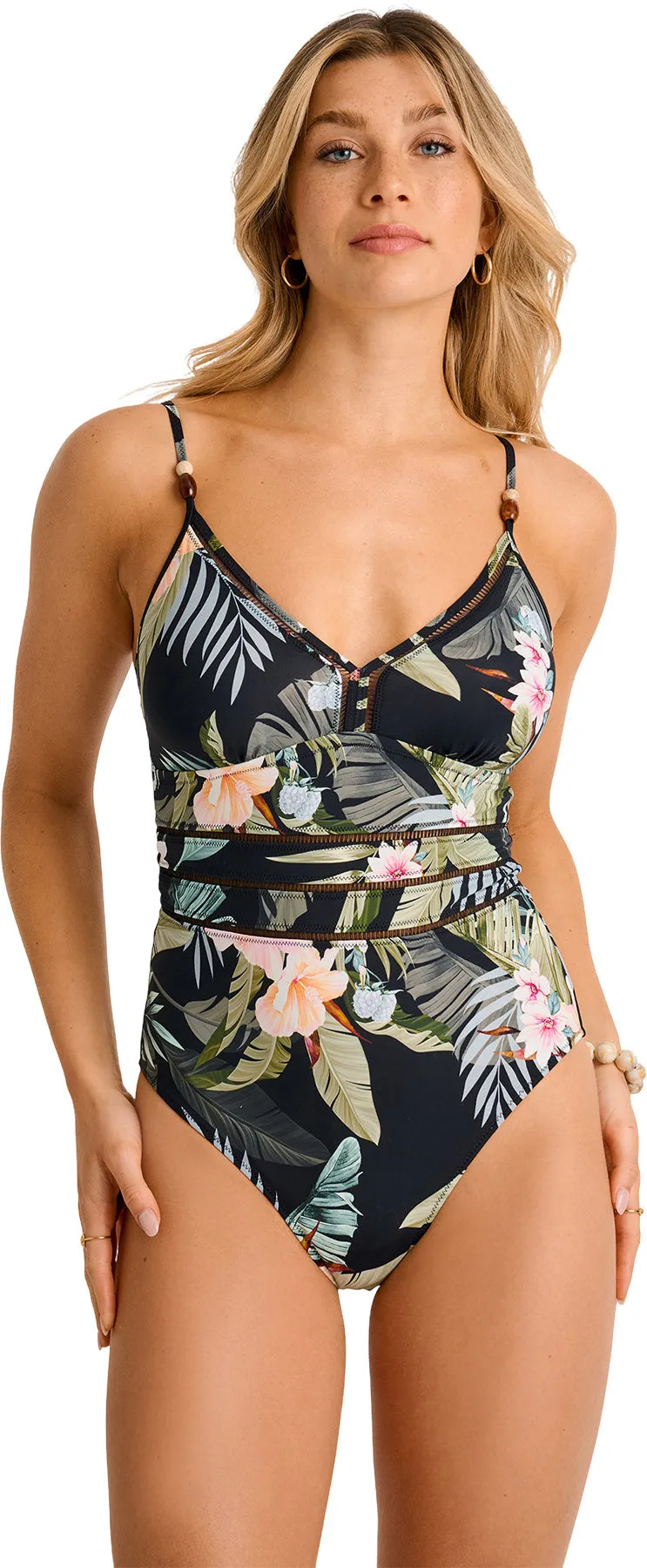 Cami One-Piece Swimsuit with Elastic Trim Inserts - Women's|-|Maillot de bain une pièce cami avec empiècements à bordure élastique - Femme sold by Altitude Sports