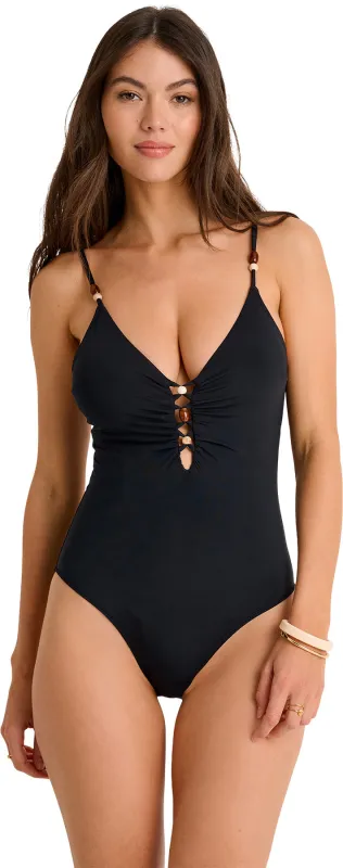 High-Leg Cami One-Piece Swimsuit with Beaded Detail - Women's |-|Maillot de bain une pièce à échancrure haute avec détails perlés et bretelles cami - Femme sold by Altitude Sports