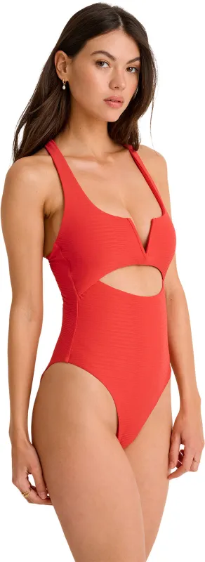 Textured Racerback Extra High-Leg One-Piece Swimsuit - Women's|-|Maillot de bain une pièce texturé à dos nageur et échancrure extra haute - Femme sold by Altitude Sports
