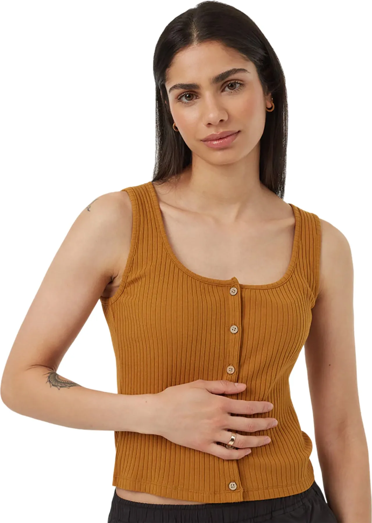 Rib Button Front Tank Top - Women's|-|Camisole côtelé boutonné sur le devant - Femme sold by Altitude Sports product image thumbnail 3
