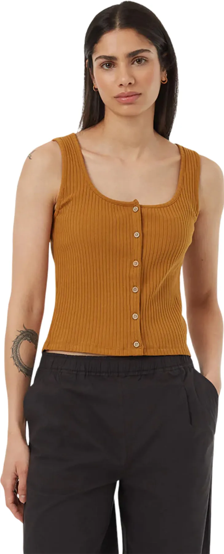 Rib Button Front Tank Top - Women's|-|Camisole côtelé boutonné sur le devant - Femme sold by Altitude Sports