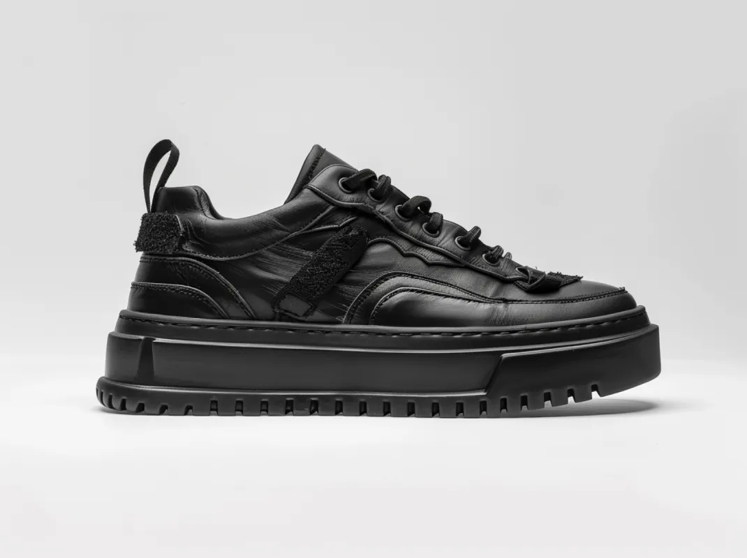 Black Leather Amelie Lace Up Sneakers - Summer 2024 Collection sold by Costoso Italiano