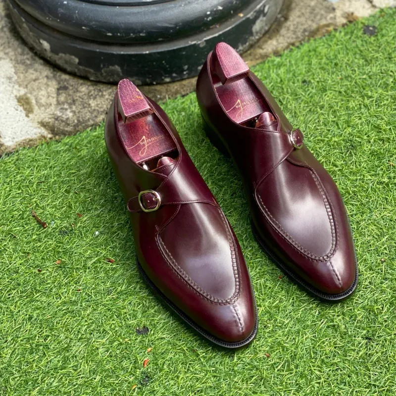Brown Leather Santiago Buckle Single Monk Straps - AW24 sold by Costoso Italiano