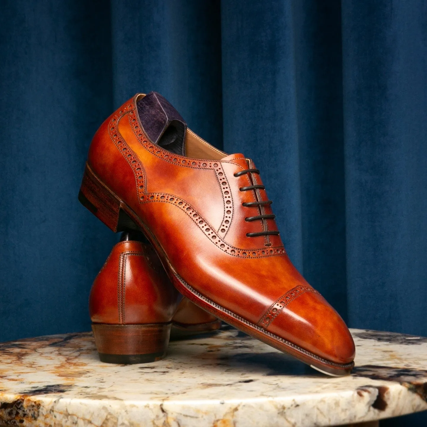 Tan Leather Sunbaked Sahara Brogue Oxford Shoes sold by Costoso Italiano product image thumbnail 3