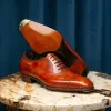 Tan Leather Sunbaked Sahara Brogue Oxford Shoes sold by Costoso Italiano