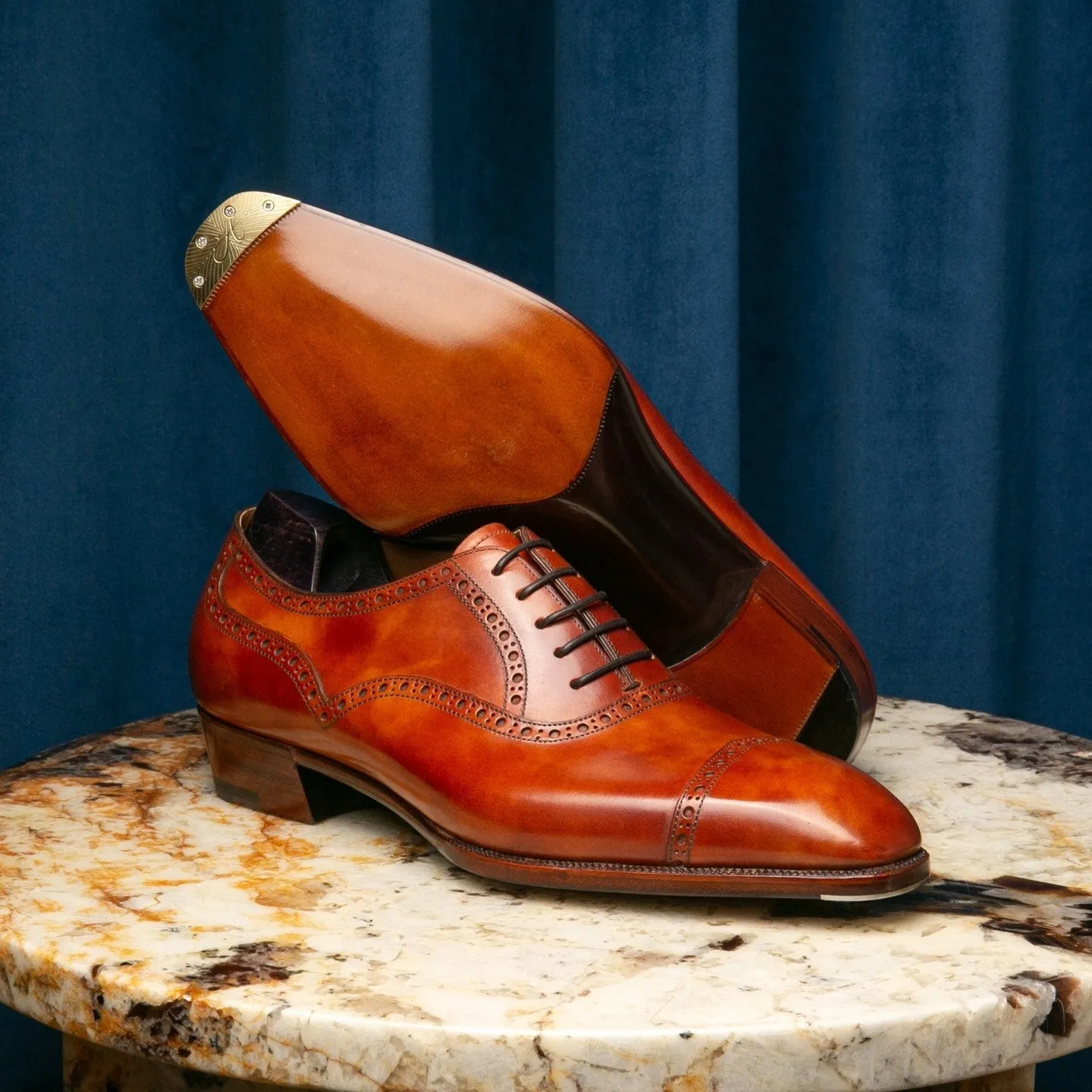 Tan Leather Sunbaked Sahara Brogue Oxford Shoes sold by Costoso Italiano product image thumbnail 2