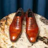 Tan Leather Sunbaked Sahara Brogue Oxford Shoes sold by Costoso Italiano