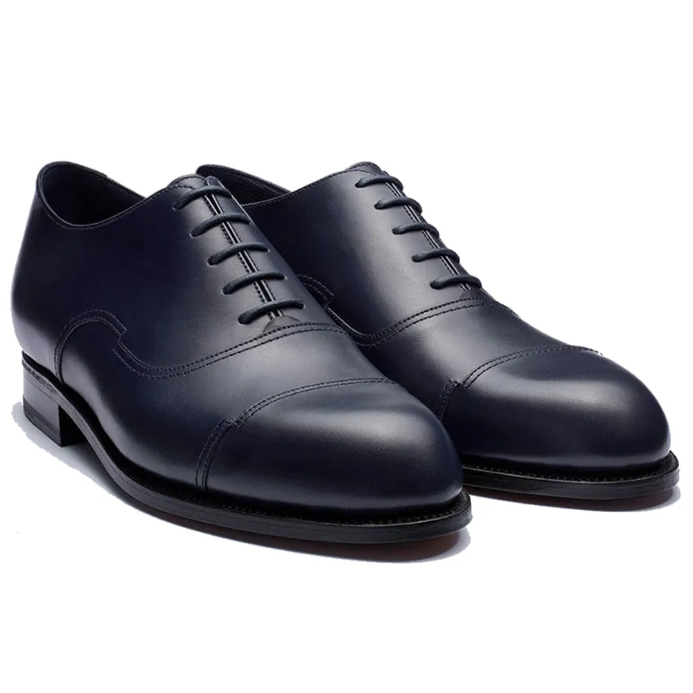 Height Increasing Navy Blue Leather Broxtowe Balmoral Oxfords sold by Costoso Italiano