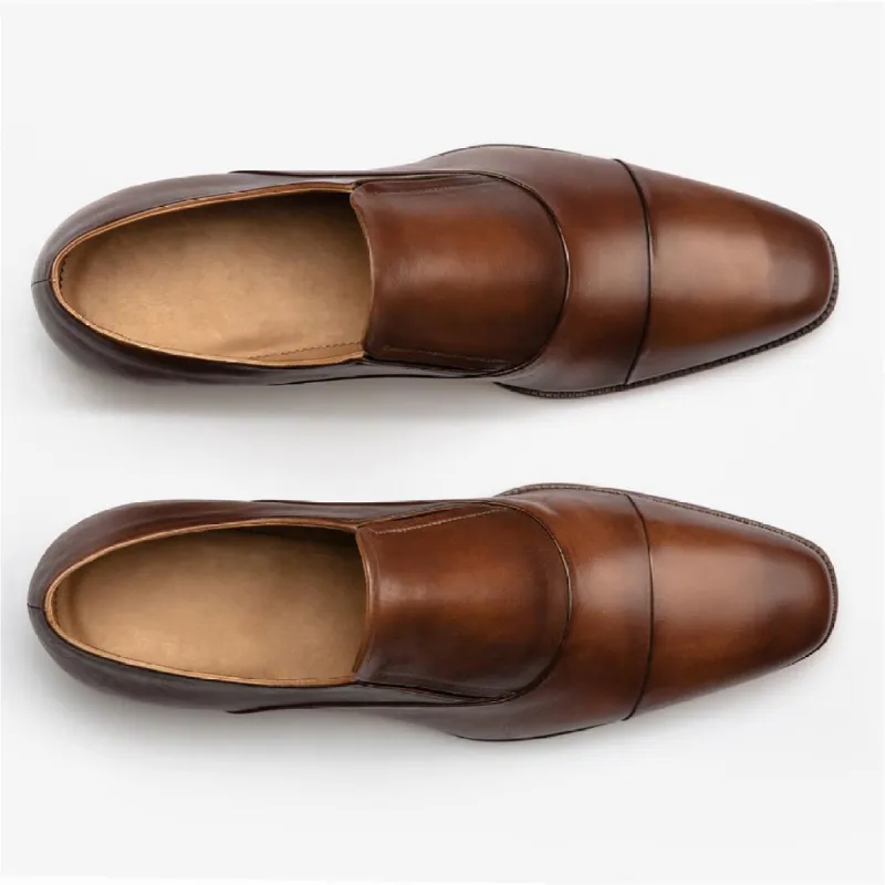 Brown Leather Hueva Toe Cap Slip On Classic Loafers sold by Costoso Italiano