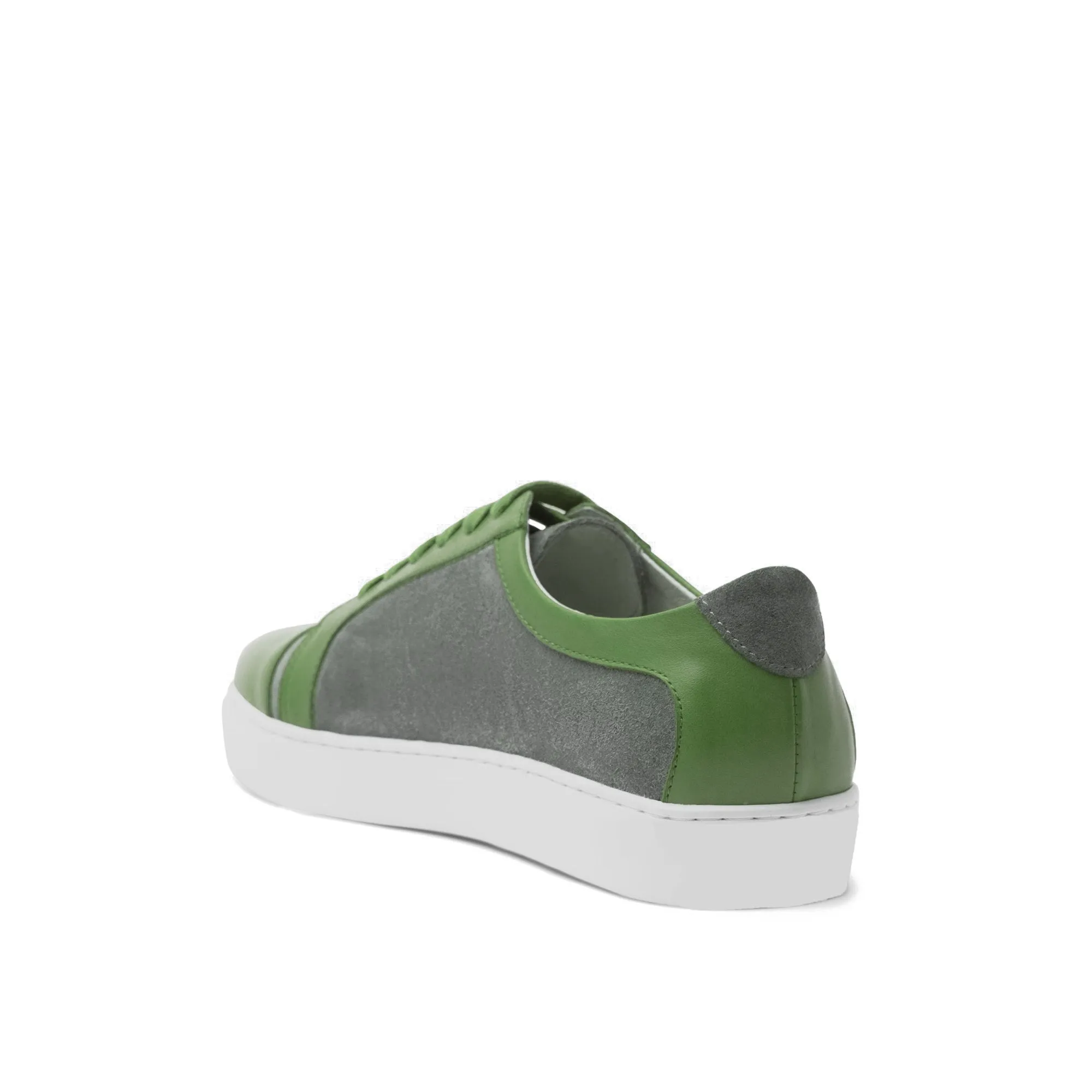 Green Leather and Grey Suede Angus Lace Up Sneakers sold by Costoso Italiano product image thumbnail 3