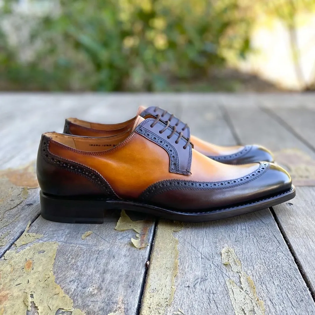 Height Increasing Green and Mango Yellow Leather Brugg Brogue Wingtip Oxfords - Formal Shoes sold by Costoso Italiano product image thumbnail 2