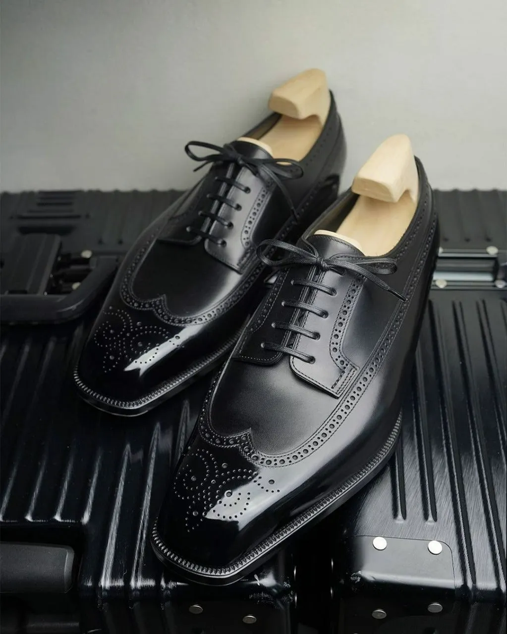 Black Leather wingtip Oxfords - Formal Shoes sold by Costoso Italiano