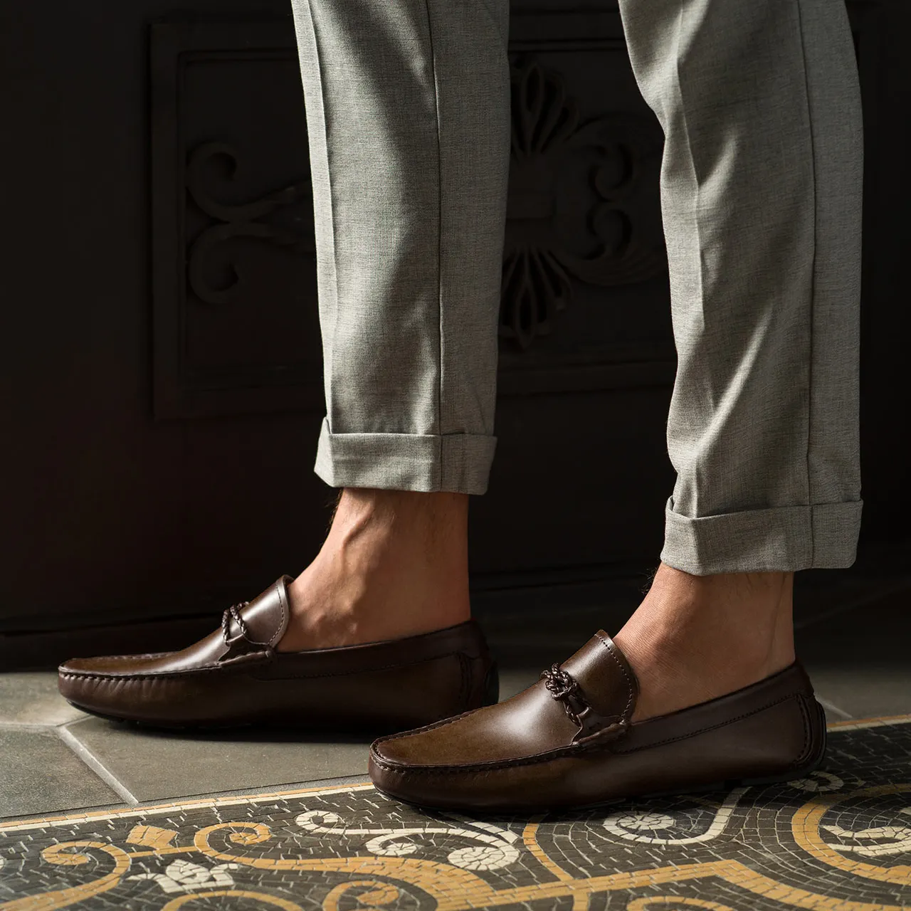 Brown Leather Davos Driving Loafers - AW22 sold by Costoso Italiano product image thumbnail 2
