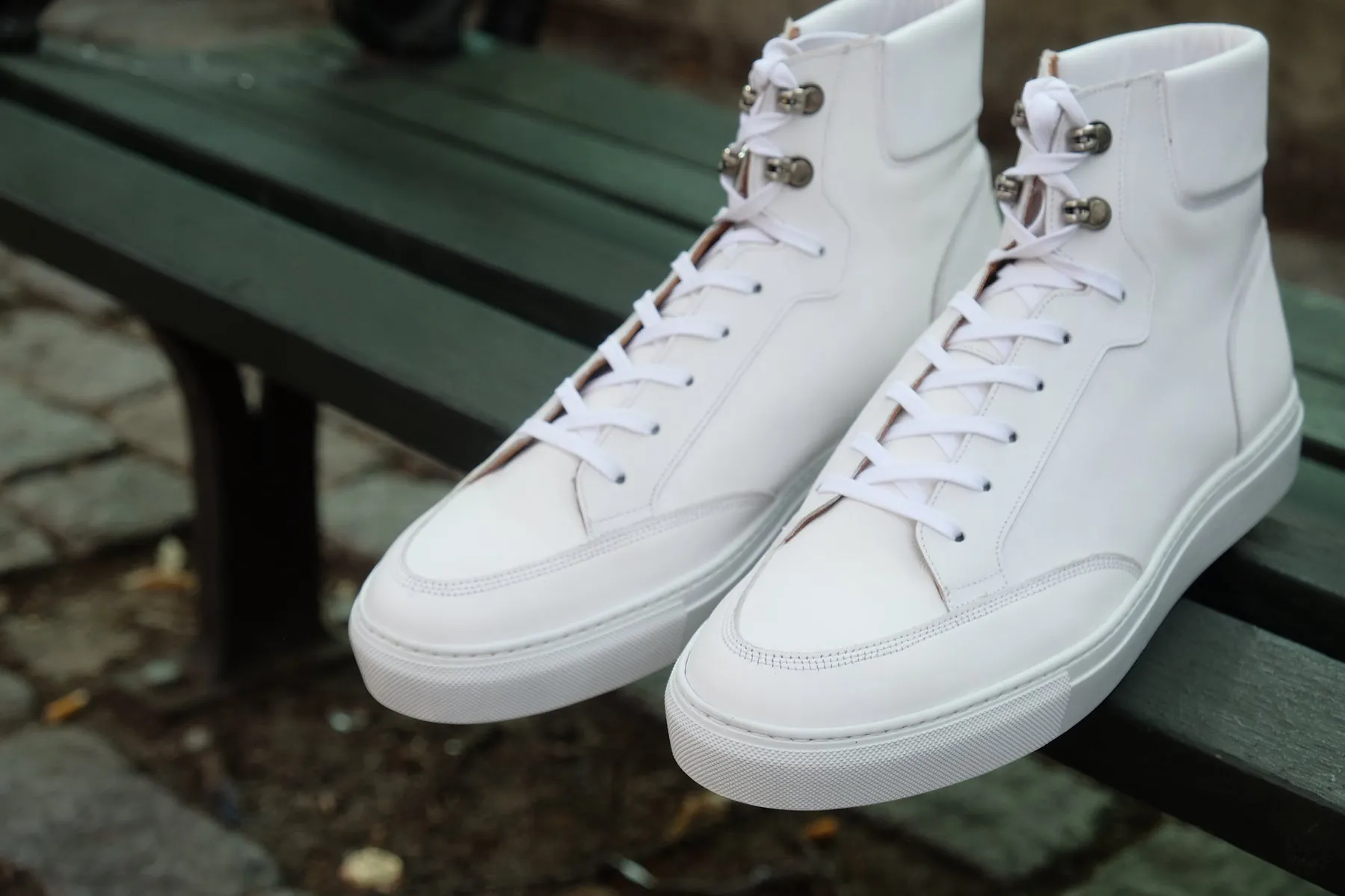 White Leather Foxton Lace Up High Top Sneakers - Summer 2024 Collection sold by Costoso Italiano product image thumbnail 4