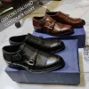 Flat Feet Shoes - Brown Leather Castle Monk Straps with Arch Support sold by Costoso Italiano