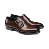 Flat Feet Shoes - Brown Leather Castle Monk Straps with Arch Support sold by Costoso Italiano