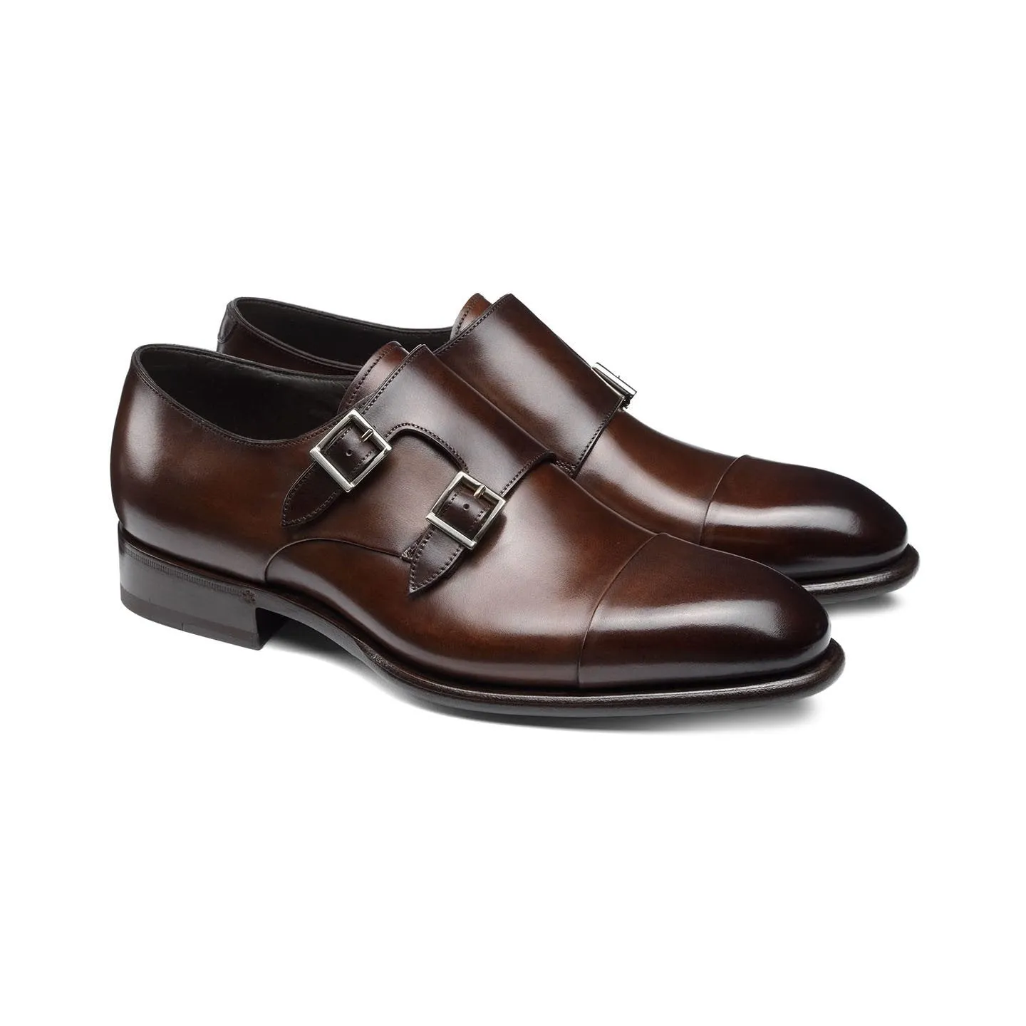 Flat Feet Shoes - Brown Leather Castle Monk Straps with Arch Support sold by Costoso Italiano
