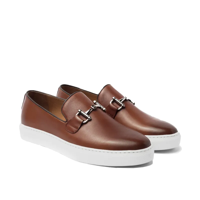 Tan Leather Alvin Horse Bit Sneakers sold by Costoso Italiano