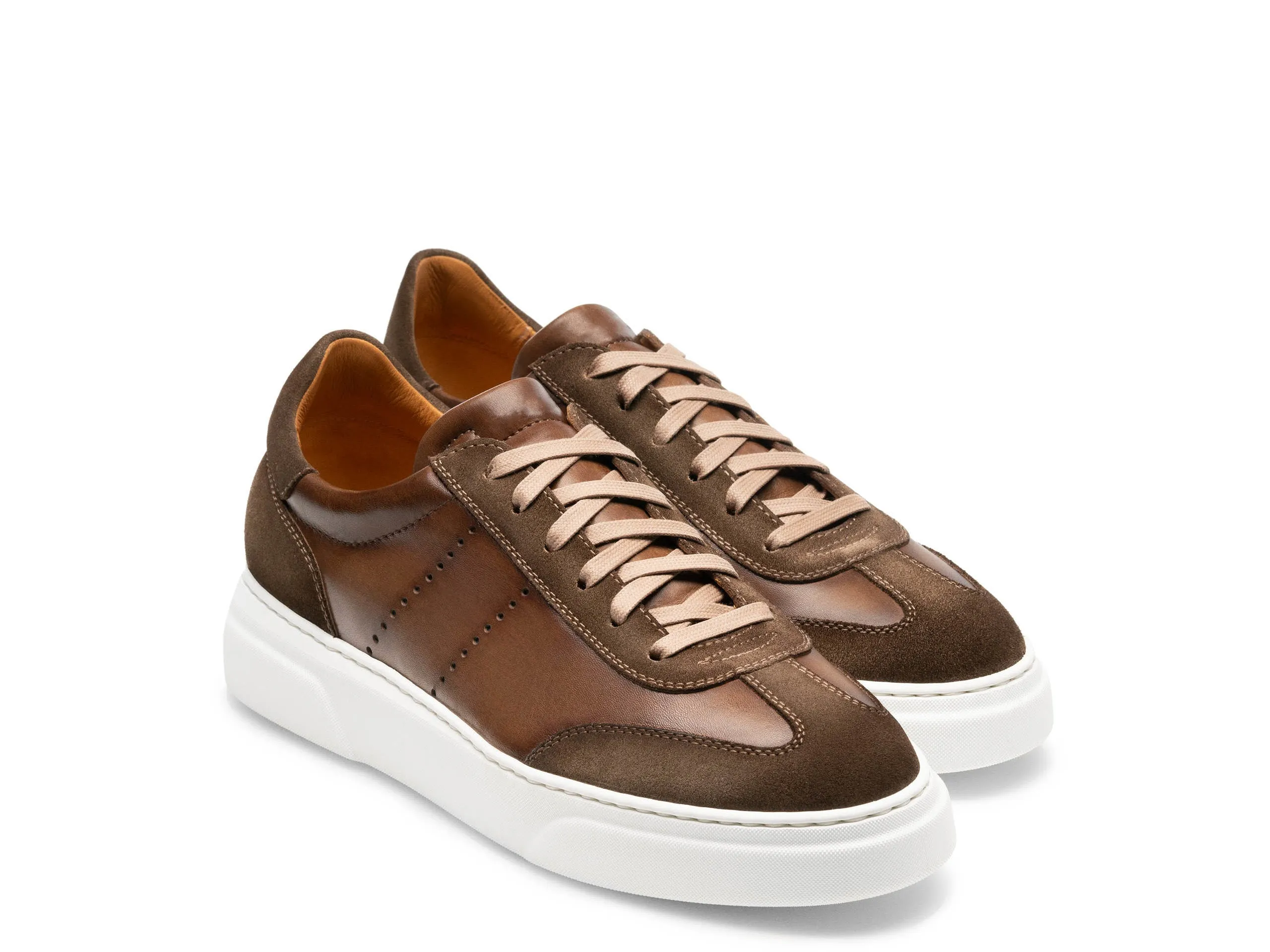 Brown Suede and Leather Navua Lace Up Sneakers sold by Costoso Italiano