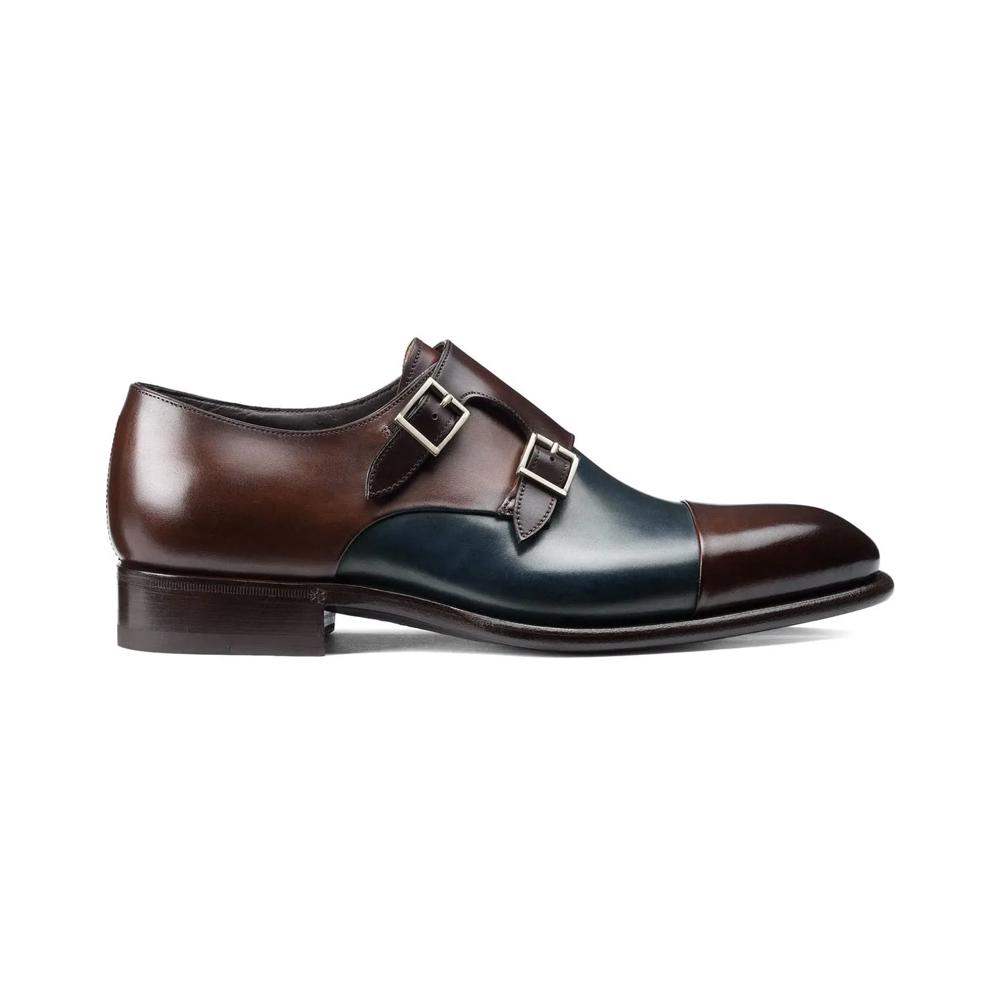 Height Increasing Navy Blue and Brown Leather Castle Monk Straps sold by Costoso Italiano product image thumbnail 2