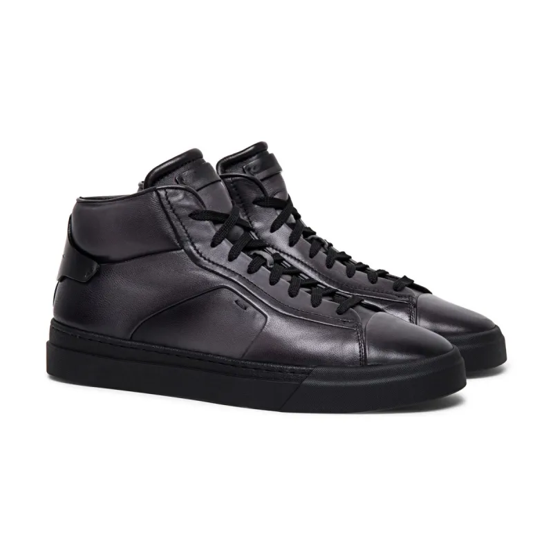 Luxury Edition - Artisian Made Black Italian Leather Wolfton Lace Up High Top Sneakers - AW24 sold by Costoso Italiano