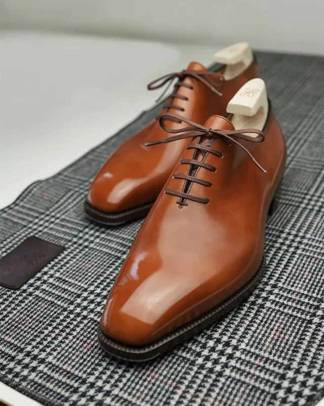 Tan Leather Talitha Whole Cut Oxfords - Formal Shoes - SS23 sold by Costoso Italiano