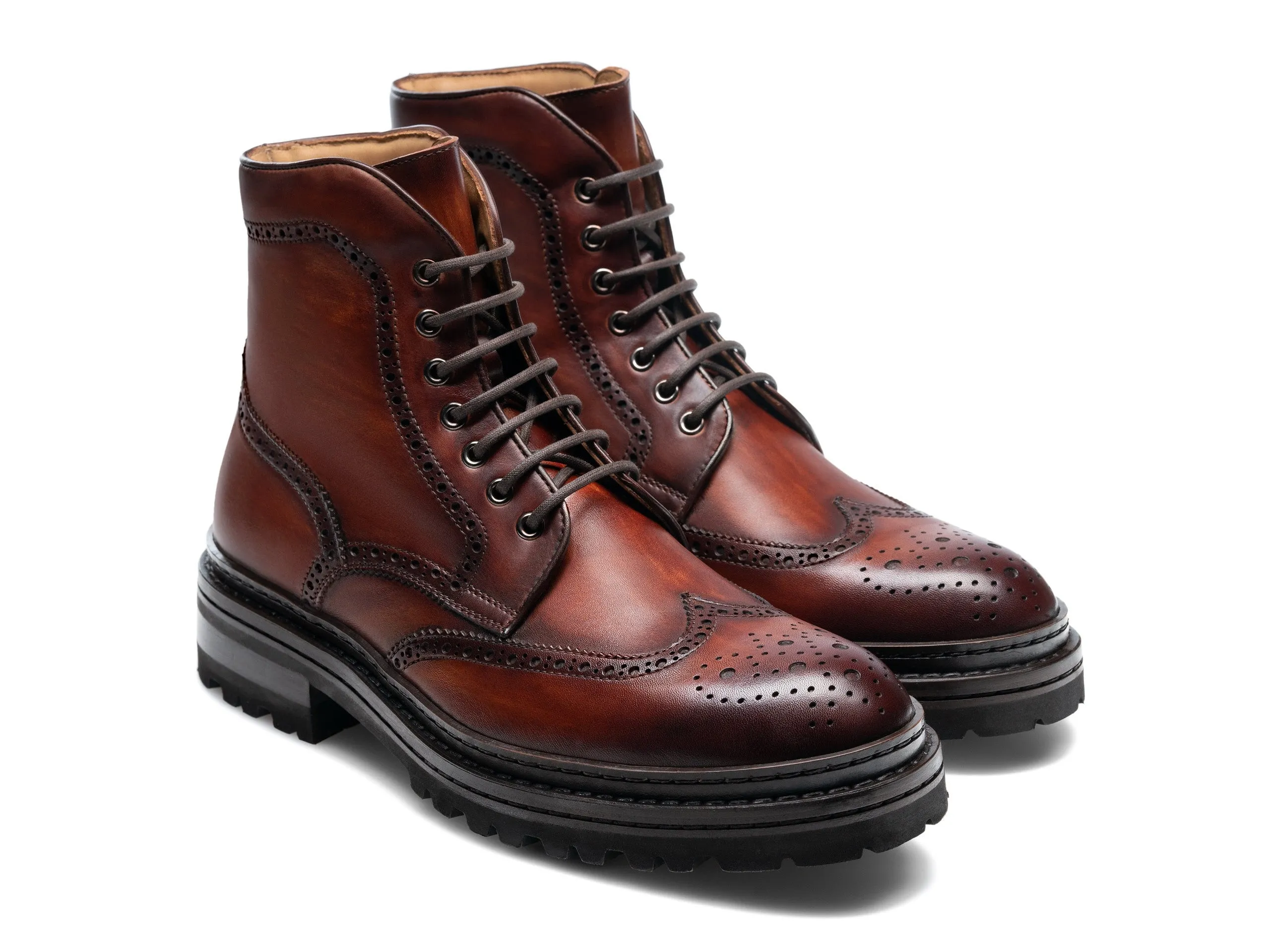 Height Increasing Tan Leather Travise Chunky Derby Boots - AW24 sold by Costoso Italiano product image thumbnail 2