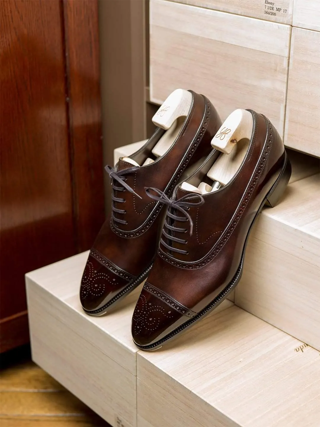 Brown Leather Callista Brogue Toe Cap Oxfords - Formal Shoes - SS23 sold by Costoso Italiano product image thumbnail 2
