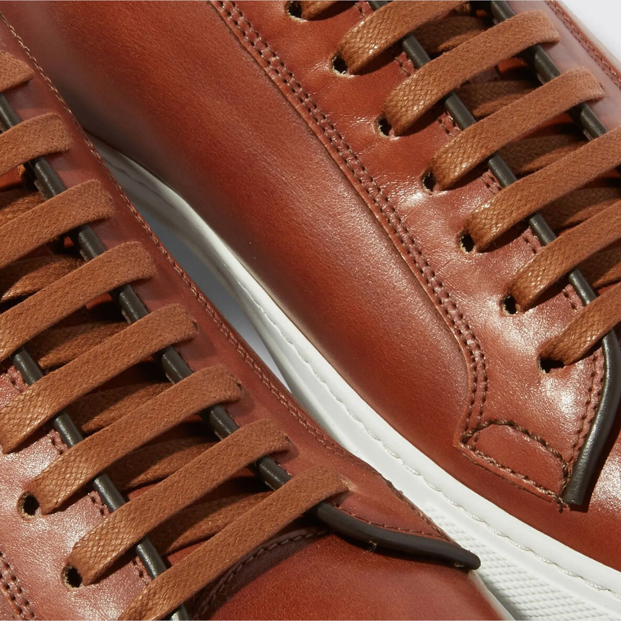Tan Leather Logan Lace Up Sneakers - AW24 sold by Costoso Italiano product image thumbnail 3