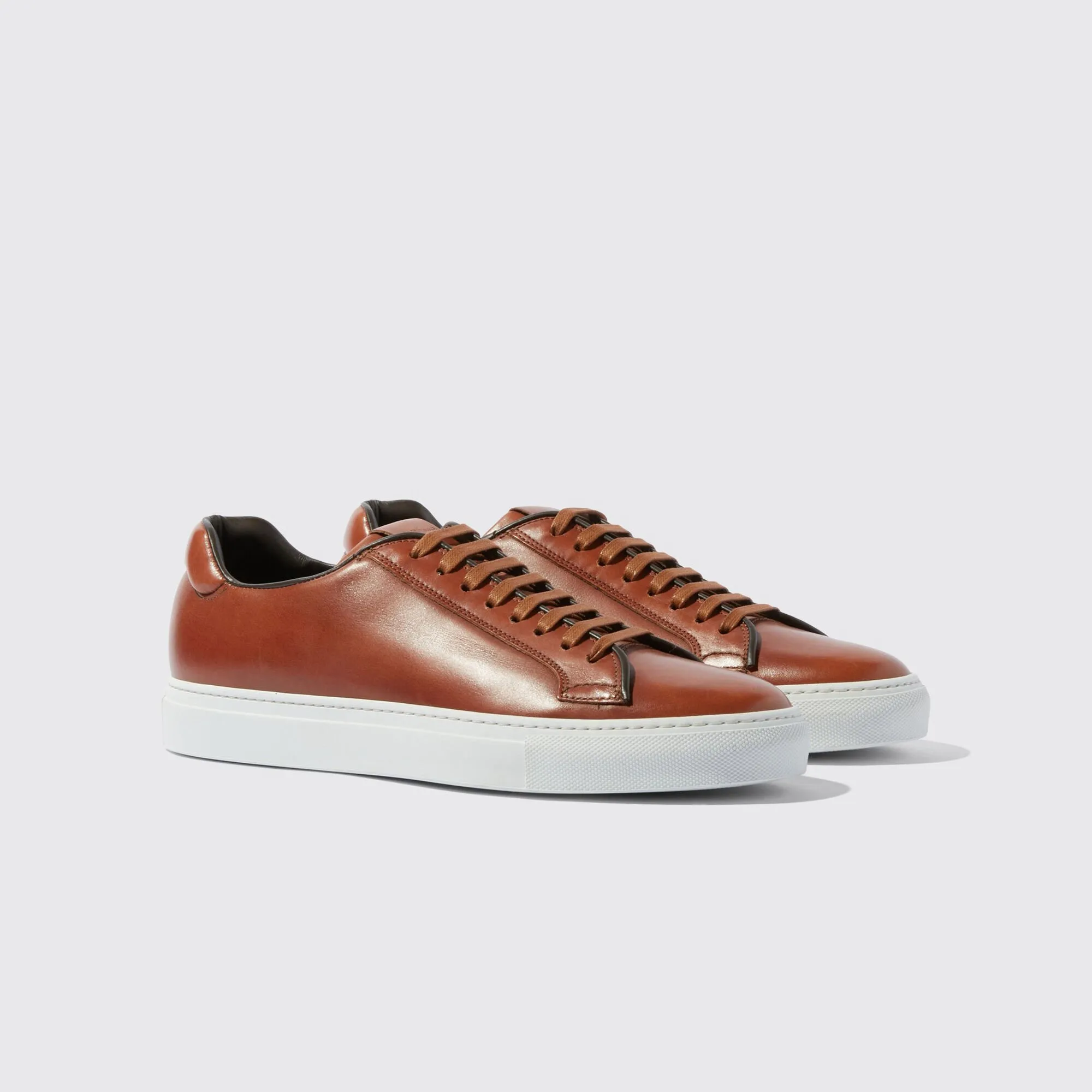 Tan Leather Logan Lace Up Sneakers - AW24 sold by Costoso Italiano