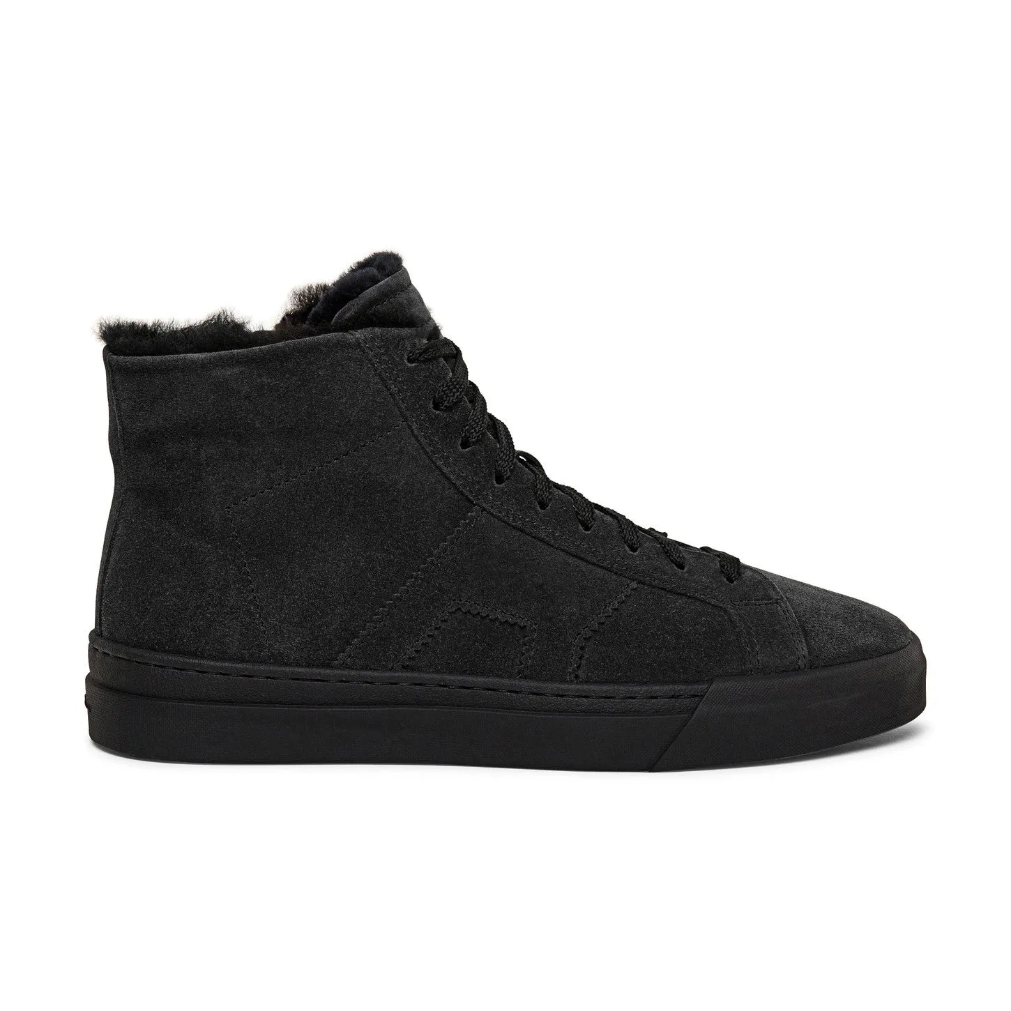Luxury Edition - Artisian Made Black Italian Suede Wolfton Lace Up Fleece Lined High Top Sneakers - AW24 sold by Costoso Italiano product image thumbnail 2