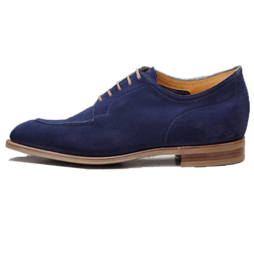 Height Increasing Navy Blue Suede Hamlet Derby Shoes sold by Costoso Italiano product image thumbnail 2