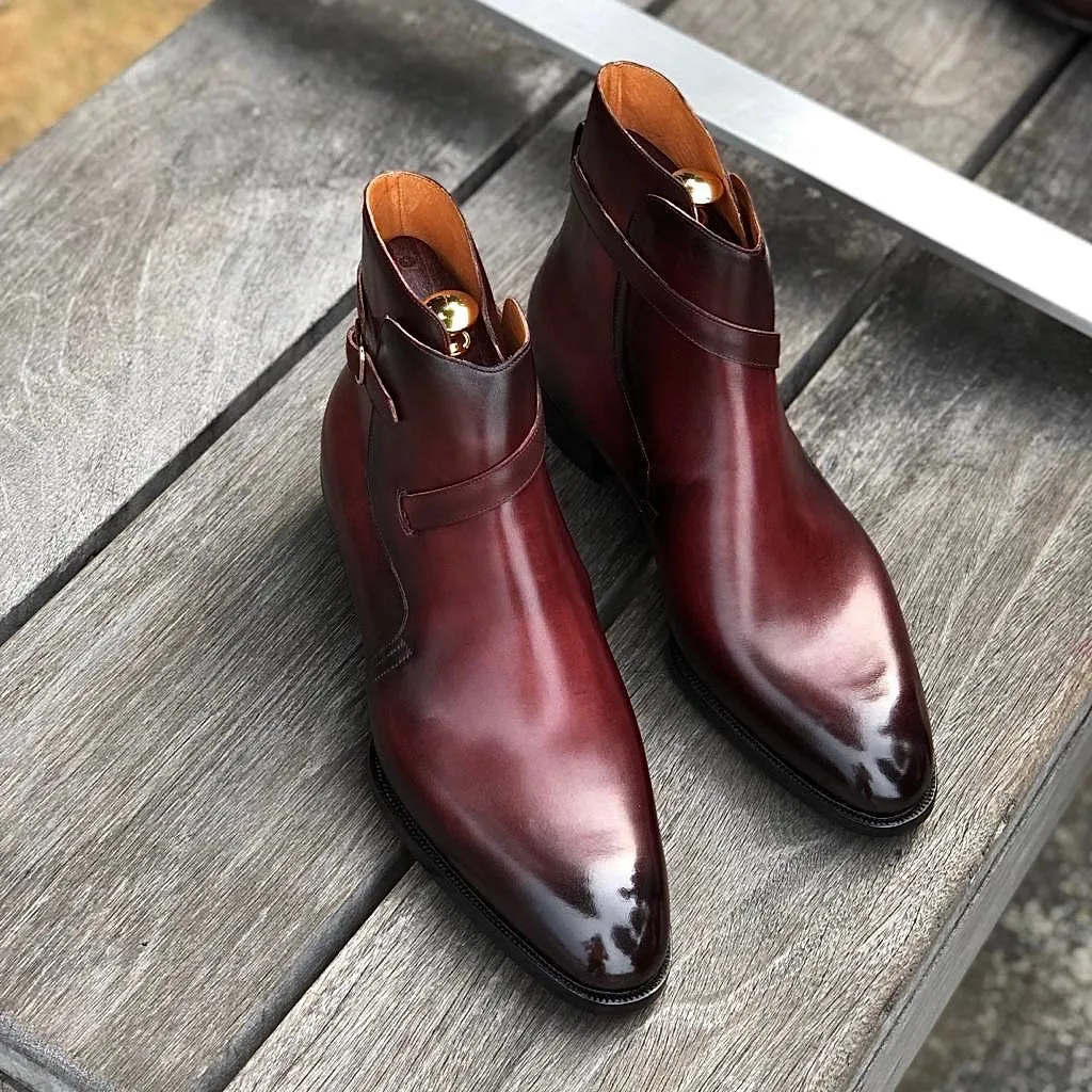 Burgundy Brown Leather Alvor Slip On Jodhpur Boots - AW24 sold by Costoso Italiano