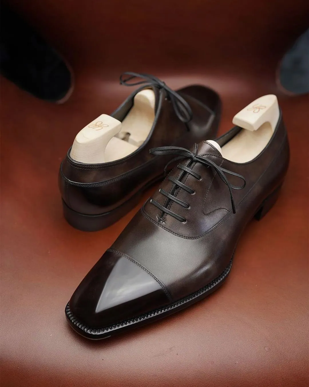 Brown Leather Cassara Toe Cap Oxfords - Formal Shoes - SS23 sold by Costoso Italiano