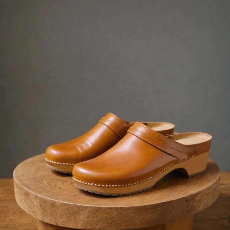 Tan Leather Celeste Calm Mule Loafers - Summer 2024 Collection sold by Costoso Italiano